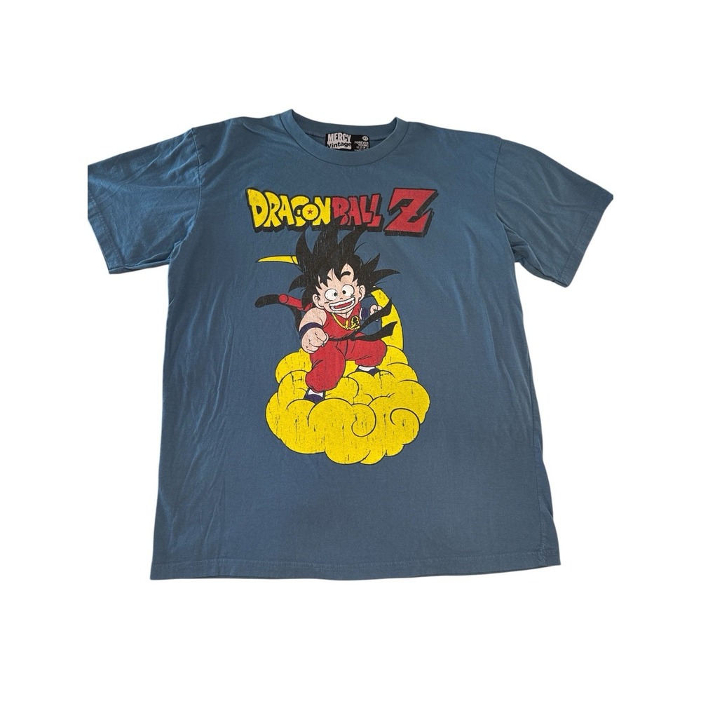 Vintage Dragon Ball‎ Z Shirt XL Mercy Vintage Kid Goku Flying Nimbus Blue DBZ
